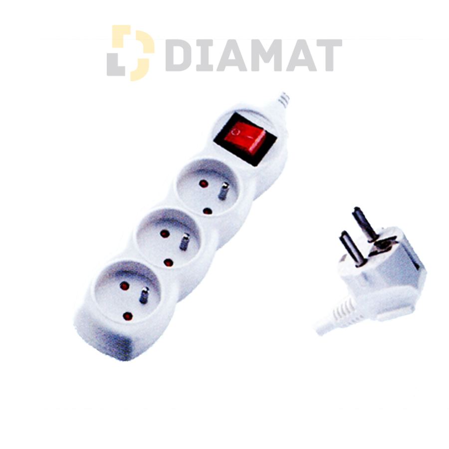Kábel predlžovací - 3 zásuvky  DG-F803BK + vypínač