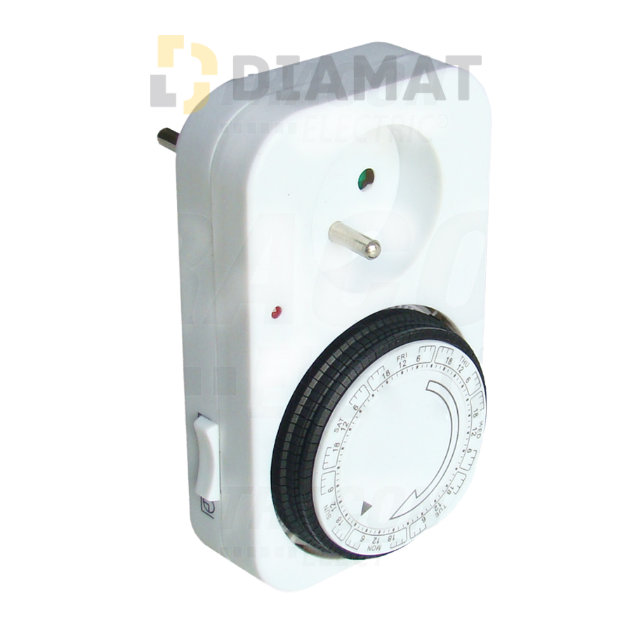 Zásuvkové spínacie hodiny, denné, s ochranným kolíkom