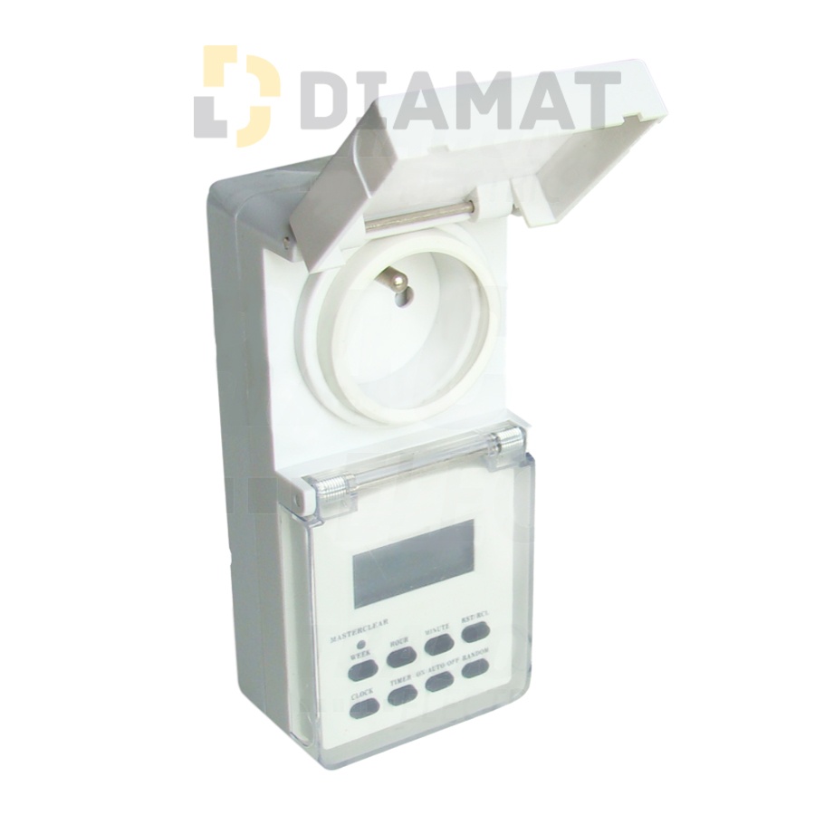 Zásuvkové spínacie hodiny, týždenné, digitálne