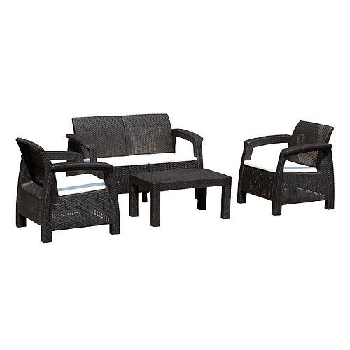 Set terasový ANTIGUA, Mocca béžová, stôl, kreslo 2+1+1