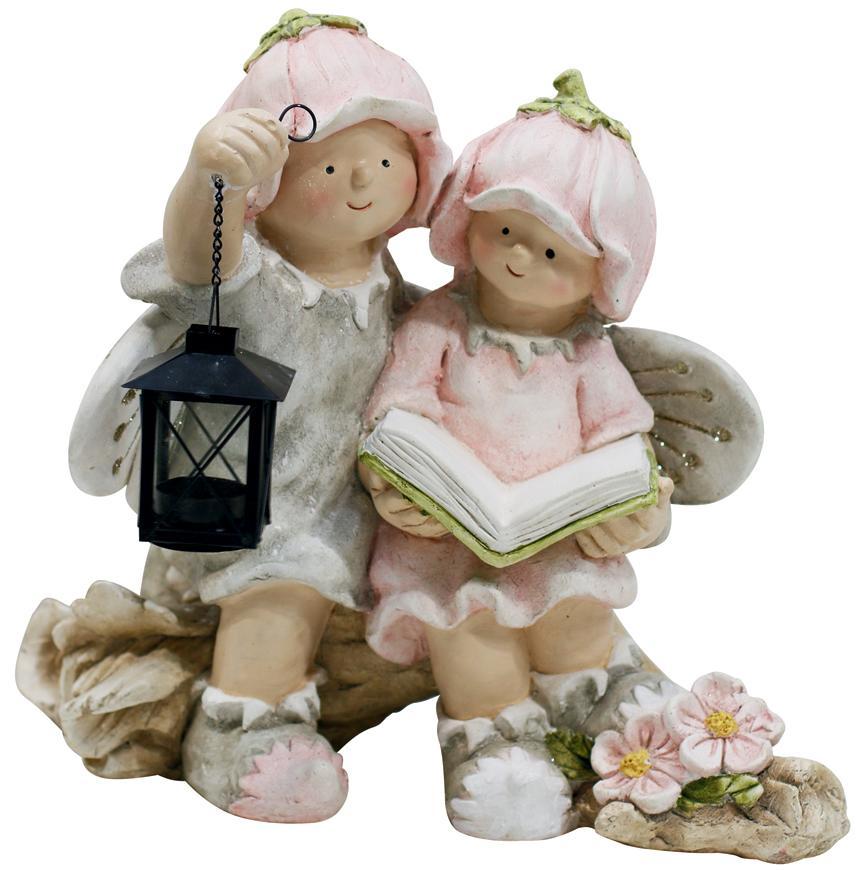 Dekorácia MagicHome Gecco, Chlapec a dievča, magnesia, 32,5x20,5x35 cm