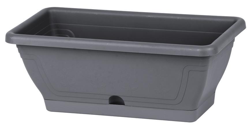 Kvetináč Strend Pro ECONOMY, truhlik, 80cm, 16 lit, podložka, antracit