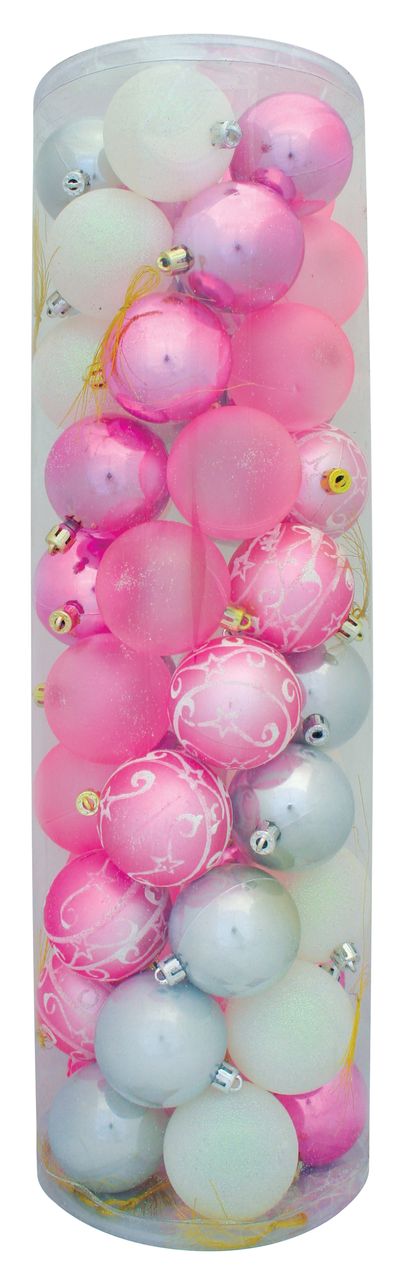 Gule MagicHome Vianoce, 50 ks, ružové, strieborná, biela, 6 cm