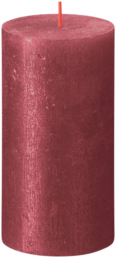 Sviečka Bolsius Rustik Shimmer, Vianoce, valec, červená, 60 hod., 68x130 mm