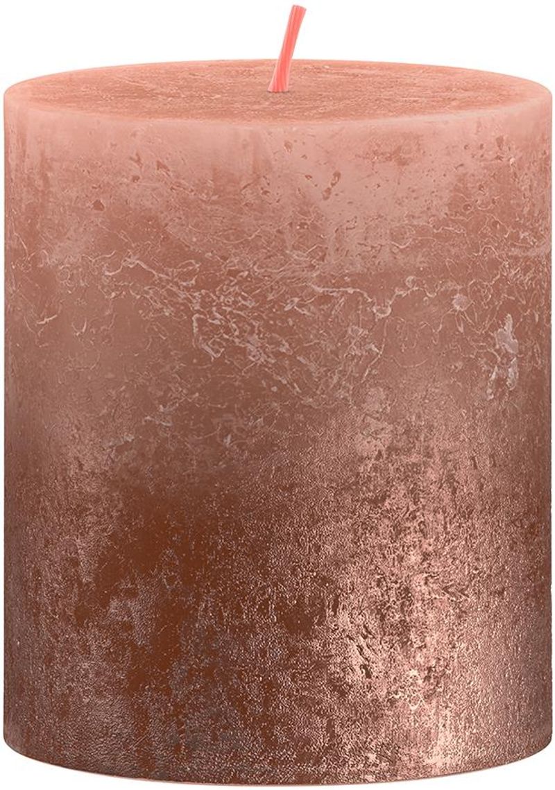 Sviečka Bolsius Rustic, valcová, Vianoce, Sunset Creamy Caramel+ Copper, 80/68 mm