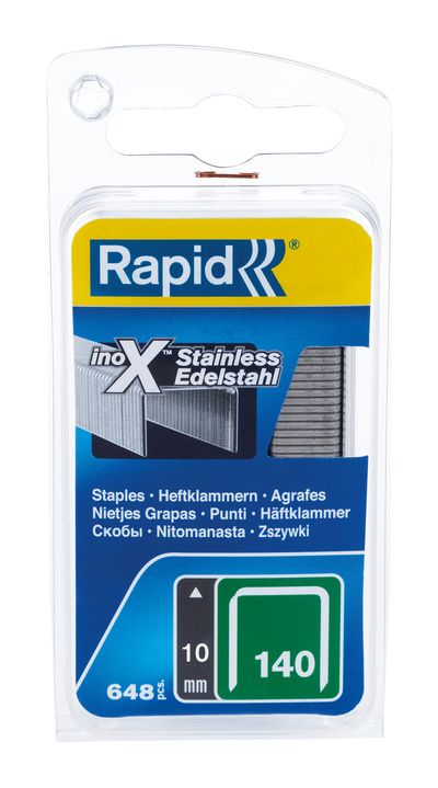 Spony RAPID 140, 10 mm, nerezové sponky do sponkovačky, bal. 648 ks