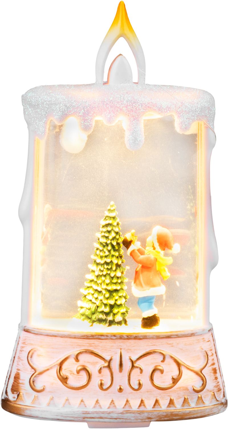 Lampáš MagicHome Vianoce, Santa so stromčekom, plast, 1xLED teplá biela, 8x4x15 cm, 2xAAA