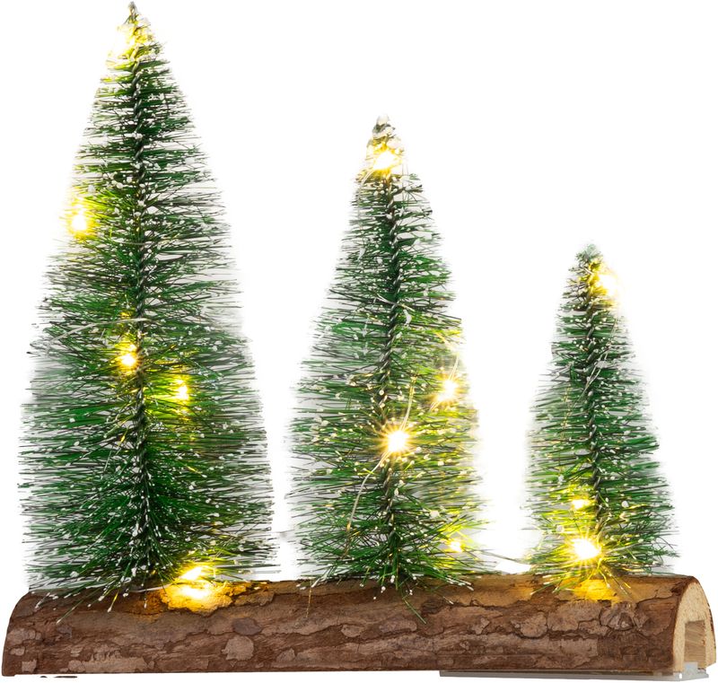 Dekorácia MagicHome Vianoce, stromčeky, plast, 12xLED teplá biela, 20x5x20 cm, 2xAAA