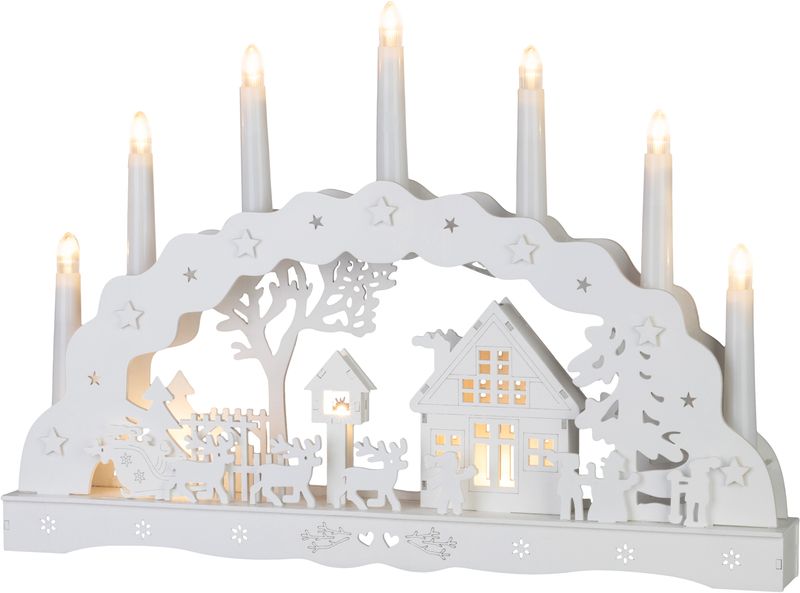 Dekorácia MagicHome Vianoce, domček, plast, 10xLED teplá biela, 45x5.2x31 cm, 2xAA