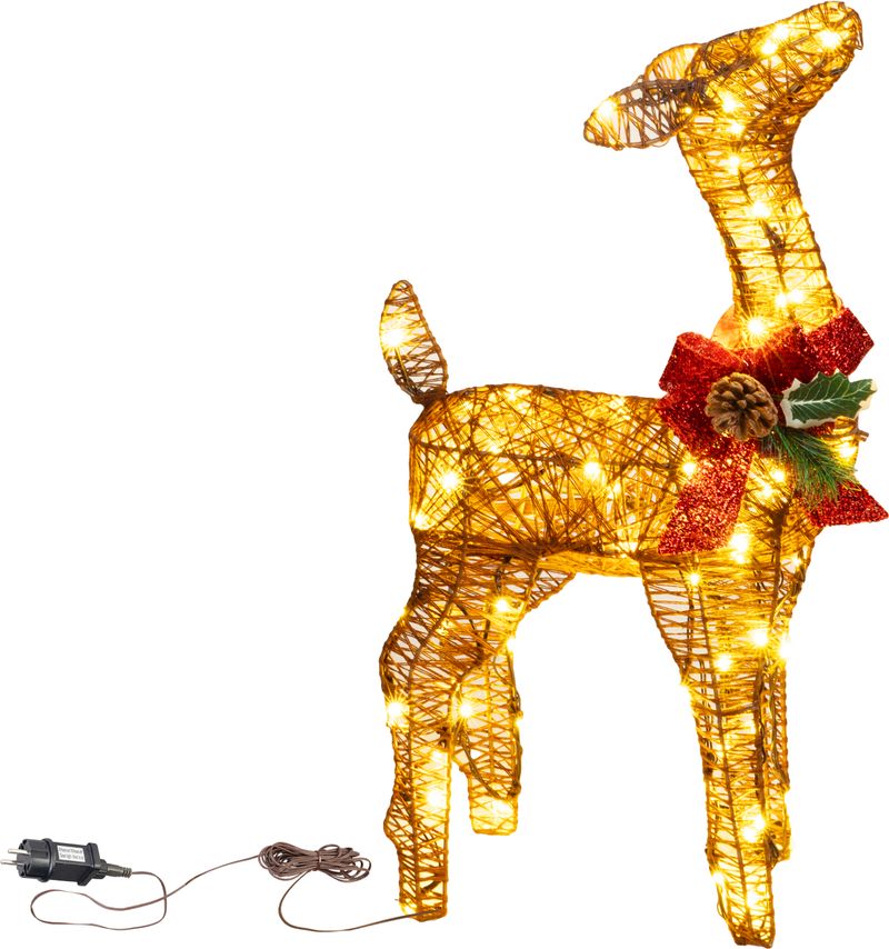 Dekorácia MagicHome Vianoce, jeleň/jelienča, kov/motúz, 80xLED teplá biela, 0.6 m