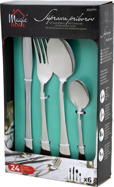 Príbor MagicHome, stolový, nôž, vidlička, lyžica, nerez, sada 24 ks