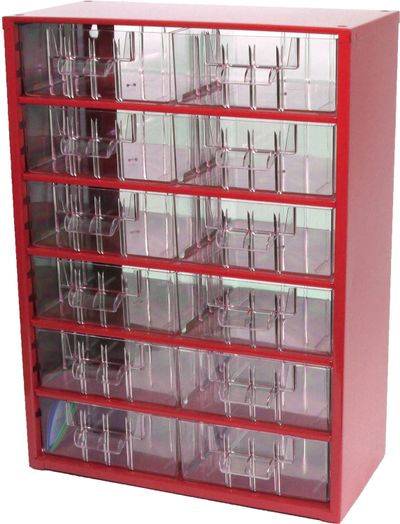 Skrinka 12 S, kovová, 155 x 306 x 420 mm, červená