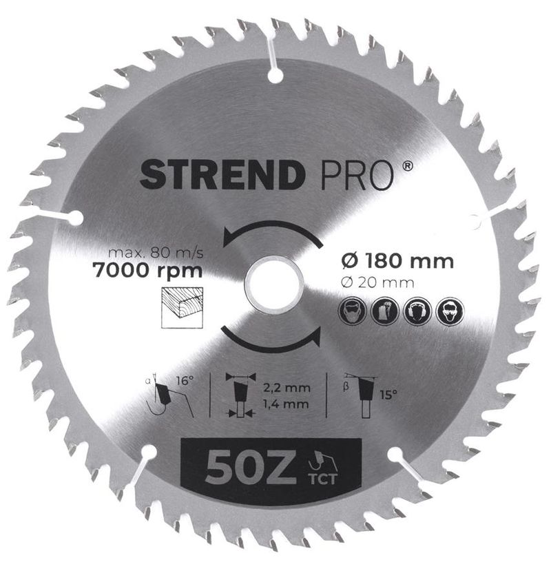 Kotúč Strend Pro TCT 180x2.2x20/16 mm 50Z, na drevo, pílový, SK plátky