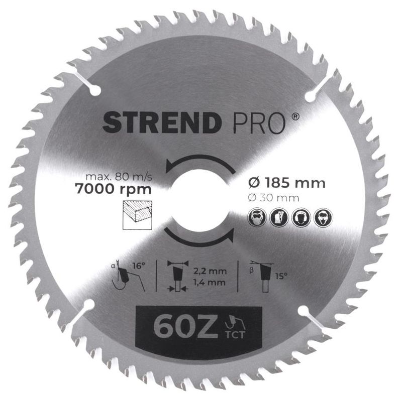 Kotúč Strend Pro TCT 185x2.2x30/20 mm 60T, na drevo, pílový, SK plátky