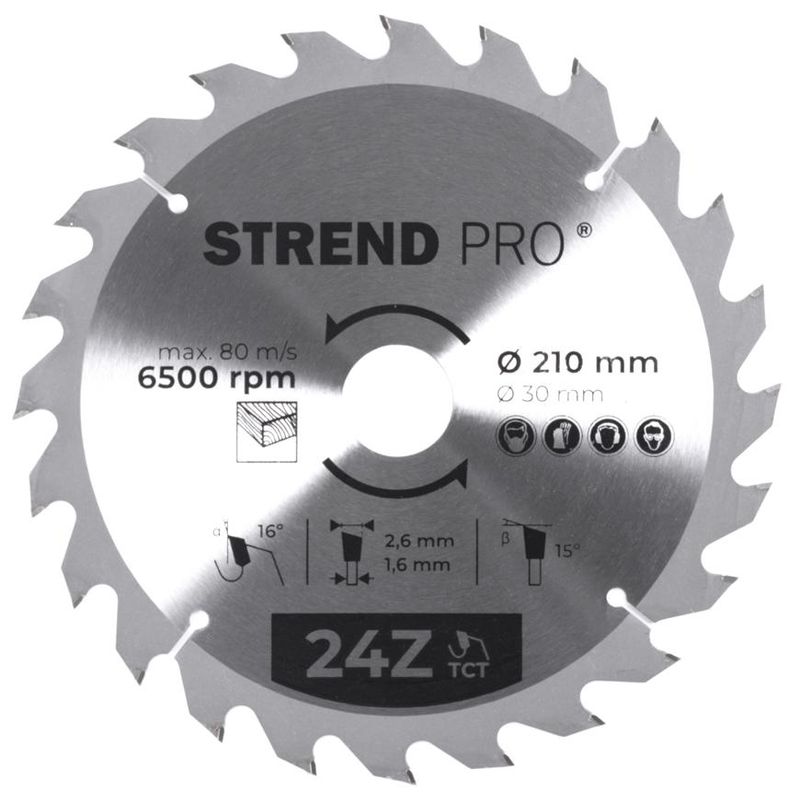 Kotúč Strend Pro TCT 210x2.6x30/20 mm 24Z, na drevo, pílový, SK plátky