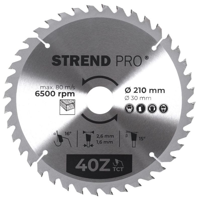 Kotúč Strend Pro TCT 210x2.6x30/20 mm 40T, na drevo, pílový, SK plátky