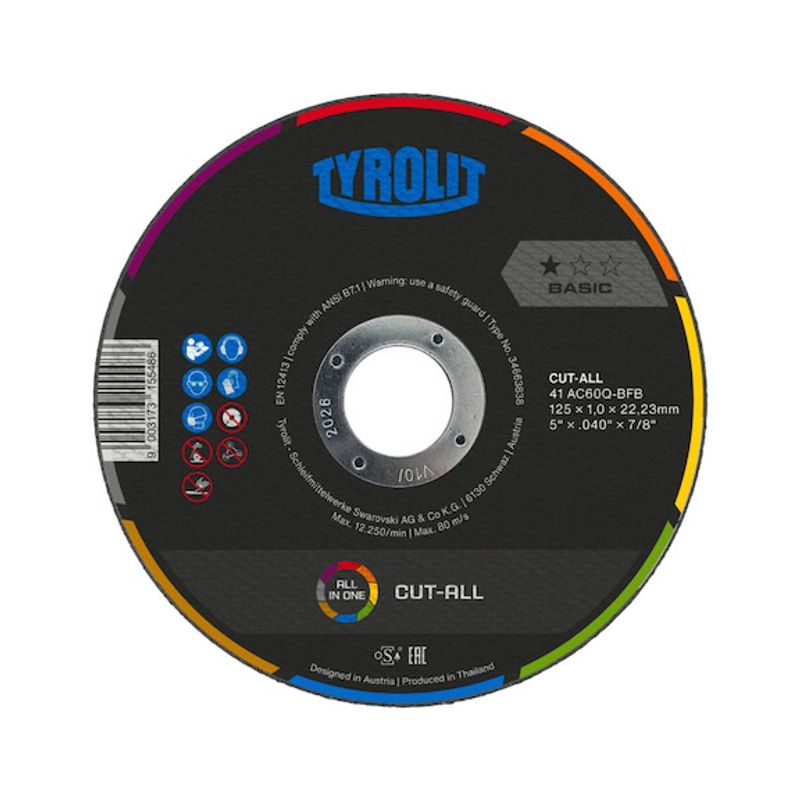 Kotuc Tyrolit 125x1,0mm, 41C, AC60Q-BFB, Universal, CUT-ALL, Basic *