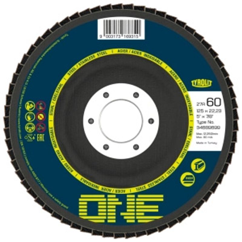 Kotúč Tyrolit ONE 125x22,23mm, ZA 80 Q-B, oceľ/nerez, lamelový, vypuklý