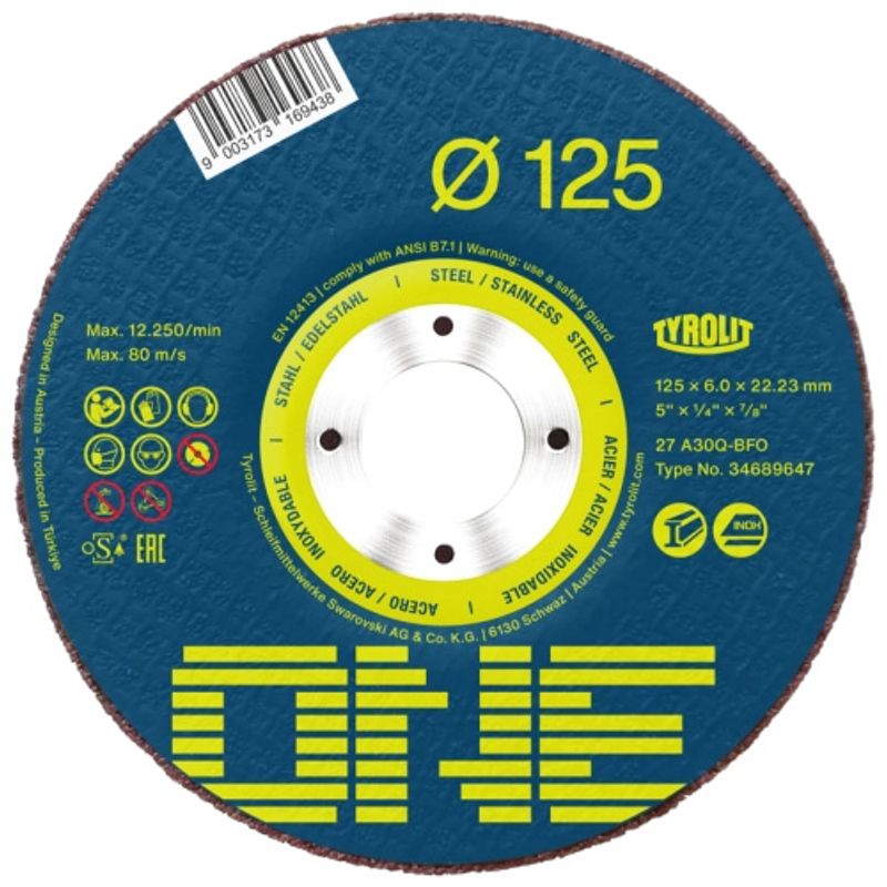 Kotúč Tyrolit ONE 230x6,0x22,23mm, A30Q-BFO, 2v1, oceľ/nerez, vypuklý