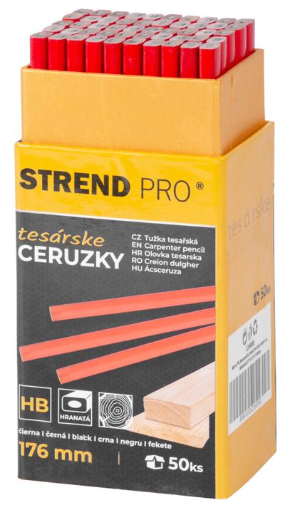 Ceruzka Strend Pro, tesárska, 176 mm, hranatá, čierna tuha, Sellbox 