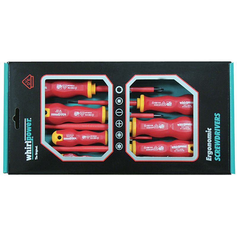 Sada skrutkovačov Whirlpower® 102-105, elektrikárska, 5 dielna, VDE 1000, Ergonomic
