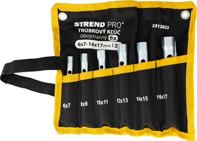 Kľúč Strend Pro, 6x7-16x17 mm, trúbkový, obojstranný, Zn, set 6 ks