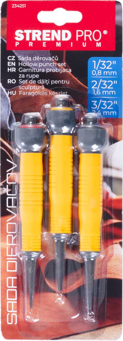 Sada dierovačov Strend Pro Premium, 3 dielna, Bi-materiál rukoväť, 1-2-3