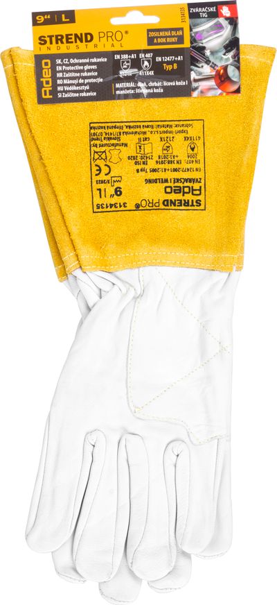 Rukavice Strend Pro Industrial Adeo, celokožené, zváračské, veľkosť 9/L