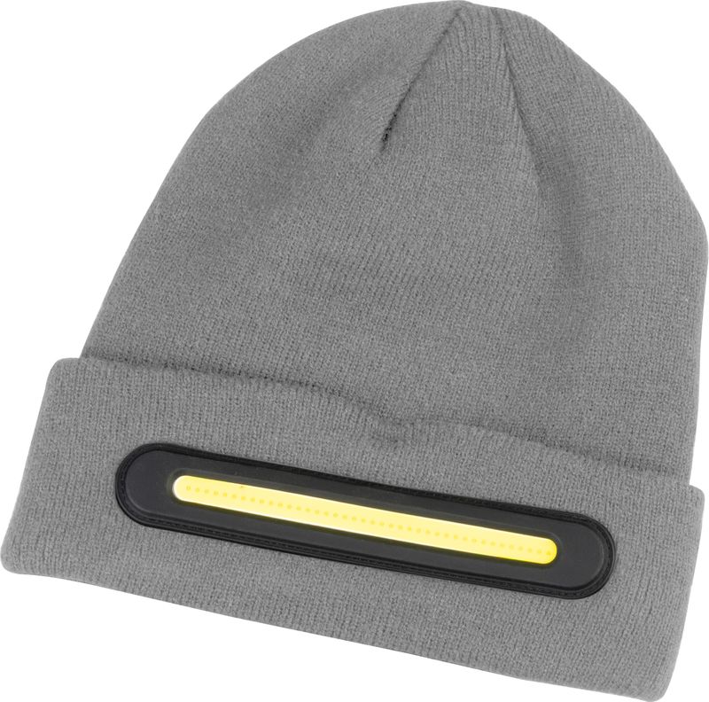 Čiapka Strend Pro beanie, 40x LED, šedá, akrylové vlákna, 750 mAh batéria