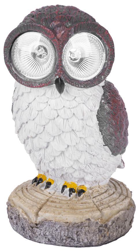 Dekorácia Strend Pro Gecco, sova, 14x14x25 cm, polyresin, solar, 2 LED, AA