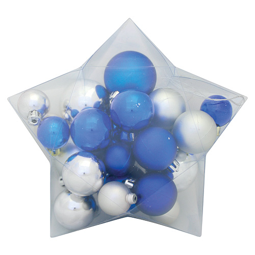 Gule MagicHome Vianoce, set, 24 ks, strieborno - modrá, 3-5 cm