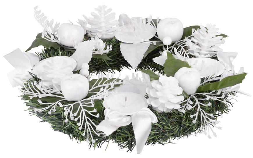 Veniec MagicHome Vianoce, prírodný, adventný, biely, 25 cm