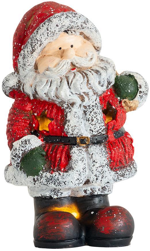 Postavička MagicHome Vianoce, Santa držiaci batoh, 2 LED, polyresin, 13x11x22 cm