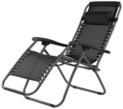 Lehátko CAROLINA, čierne, polohovateľné, 175x65x115 cm