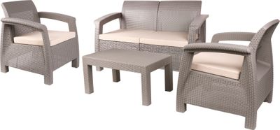 Set terasový ANTIGUA, Capuccino, camel, stôl, kreslo 2+1+1