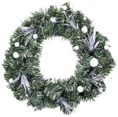 Veniec MagicHome Vianoce, prírodný, s bielou čečinou, 30 cm