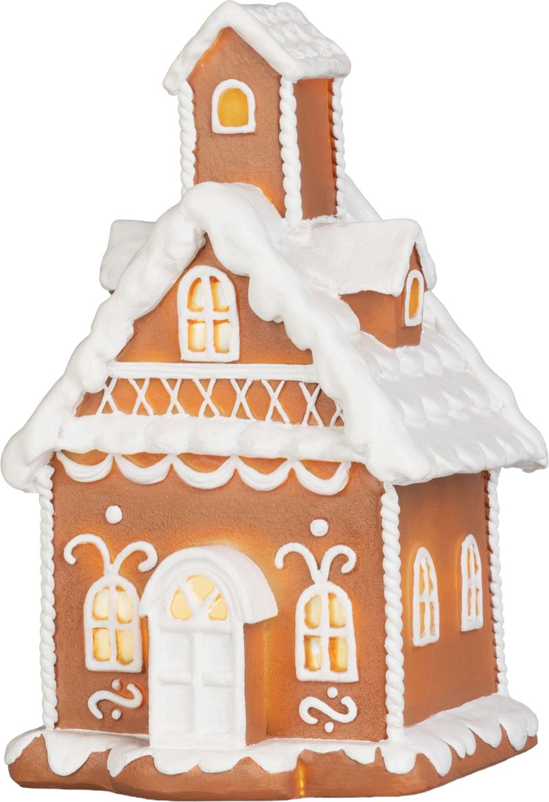 Dekorácia MagicHome Vianoce, domček LED, perníkový, polyresin, 11,1x10,3x19 cm