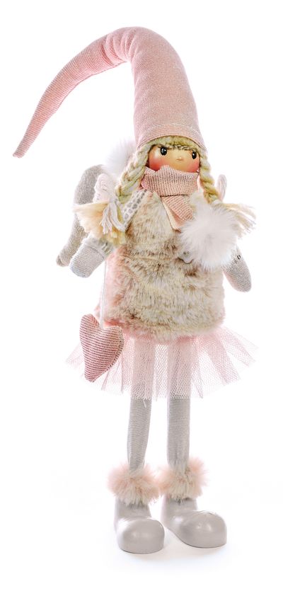 Dekorácia MagicHome Vianoce, Anjel, ružový, 28 cm