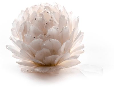 Dekorácia MagicHome Vianoce Flower, biela, závesná, páperová, 11 cm