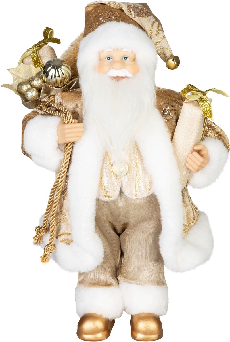 Dekorácia MagicHome Vianoce, santa, textil, zlatý, 28x37x80 cm