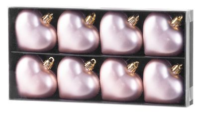 Ozdoba MagicHome Vianoce, bal. 8 ks, 6 cm, srdcia, ružové, na vianočný stromček