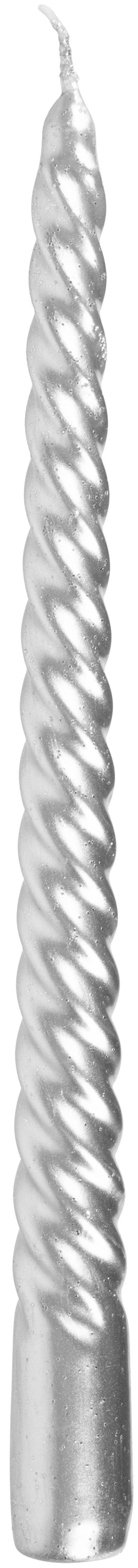 Sviečka MagicHome Vianoce, 25 cm, bal. 2 ks, strieborná, špirálová, točená