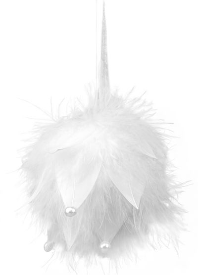 Dekorácia MagicHome Vianoce, Guľa, páperová, biela, 10x10x9 cm