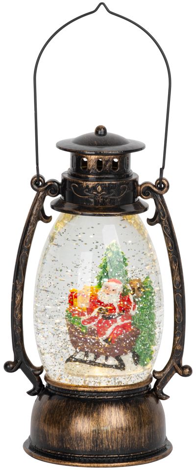 Lampáš MagicHome Vianoce Retro, LED teplá biela, so santom, s trblietkami, čierny, 3xAA, plast, 13x1