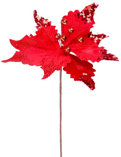 Kvet MagicHome Vianoce, Poinsettia, červená, stonka, 46cm, veľkosť kvetu: 30 cm