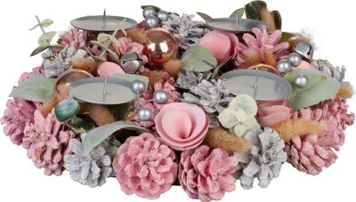 Veniec MagicHome Vianoce, adventný, ružový, 30 cm