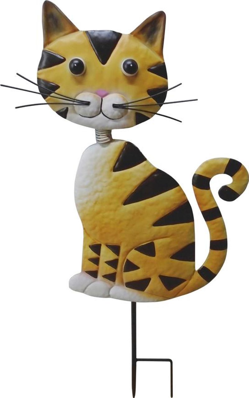 Dekorácia MagicHome Mecco, Mačka, plech, zapichovacia, 25,5x3,5x61 cm
