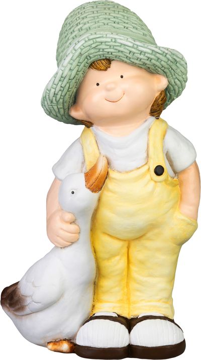 Dekorácia MagicHome, Chlapček s húskou, keramika, 15,5x25,5x44,5 cm