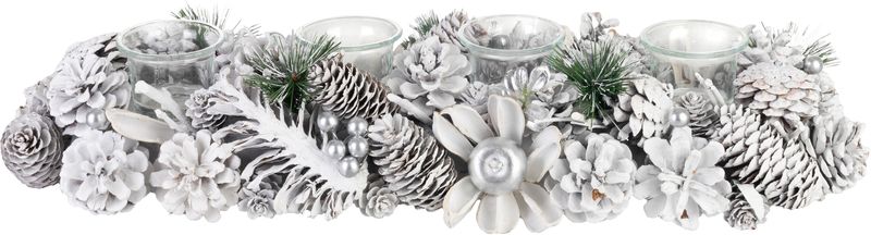 Ikebana MagicHome Vianoce, adventná, biela, 50x16x9 cm