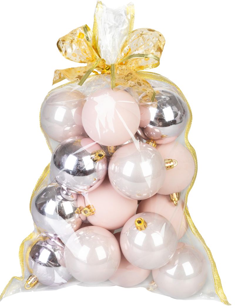 Gule MagicHome Vianoce, sada, 20 ks, ružové, mix, na vianočný stromček, 6 cm